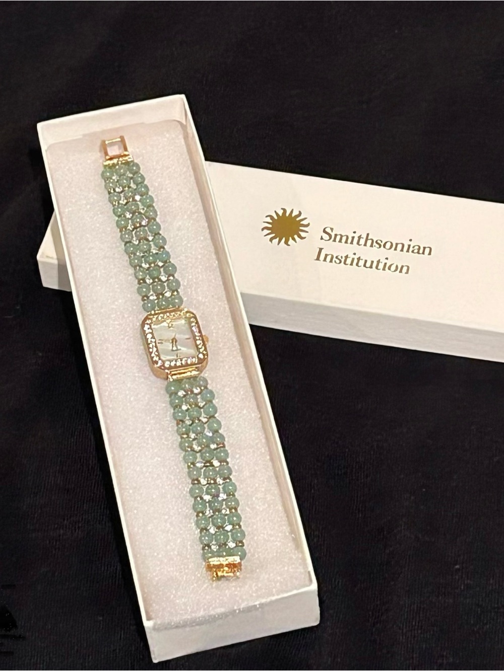 Vintage Smithsonian Catalogue green aventurine watch